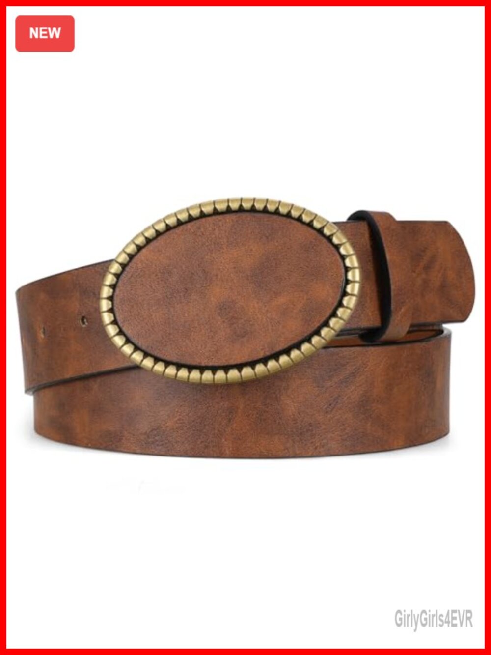 Western Floral Embossed Faux Leather Belt Engraved Buckle Cowgirl